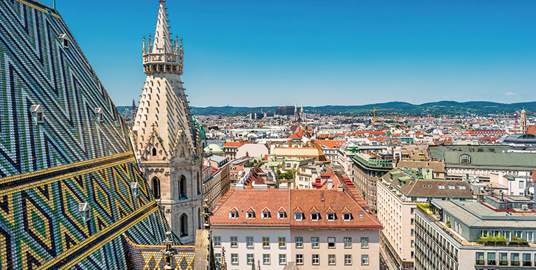 The view from St Stephen's Cathedral in Vienna, Austria